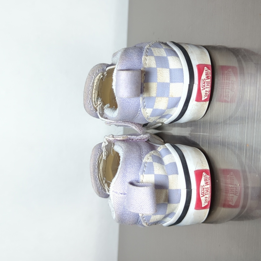 Vans Purple and White Slip-on Checkerboard Sneakers Toddler Girls Size 5.5 - Picture 3 of 6